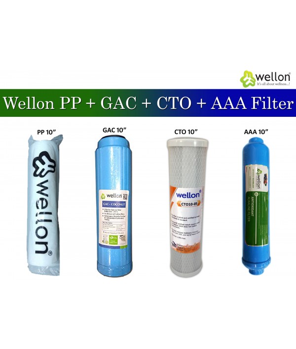 Wellon Openable 10" PP+GAC+CTO+AAA Filter Suitable for Replacement Filter cartridges for OpenFlow Under Sink RO Water Purifier System